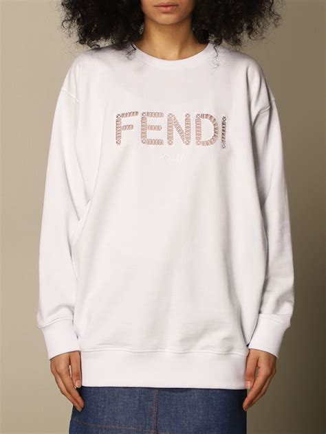 fendi white sweatshirt|fendi crewneck banded sweater.